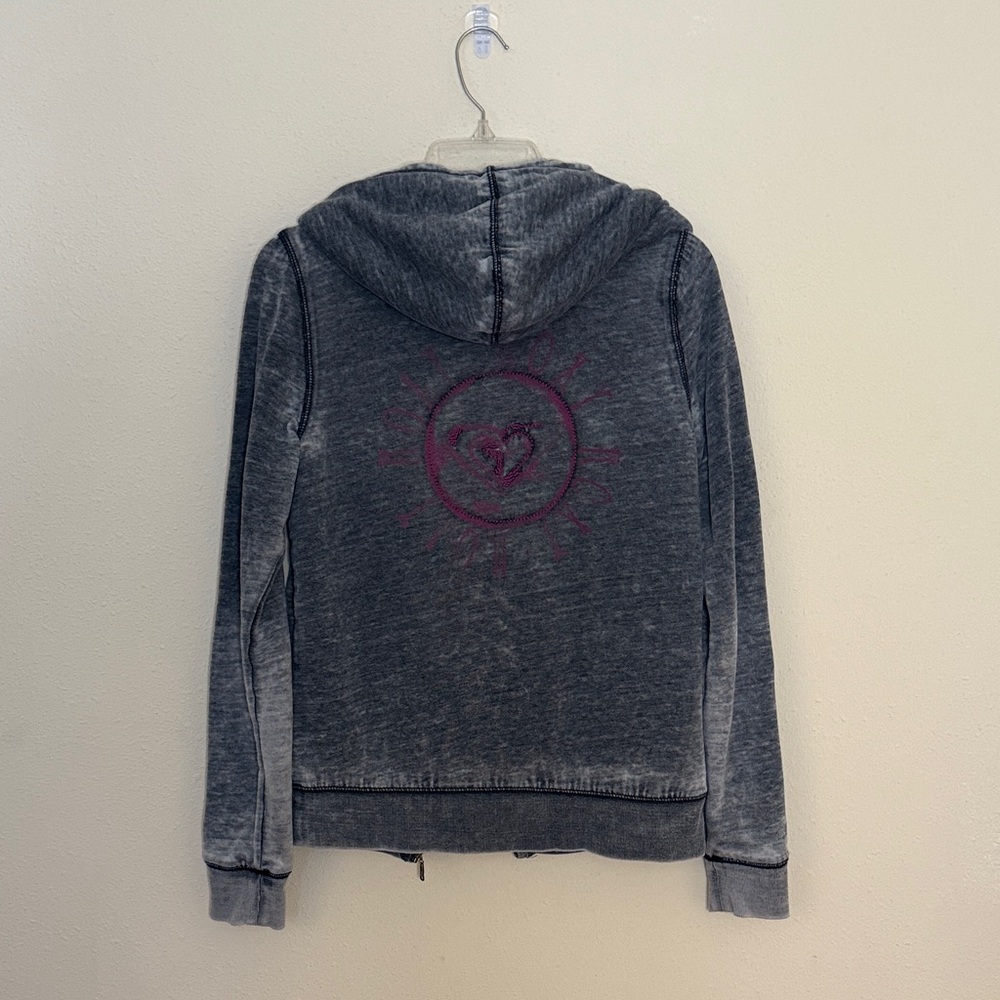 Roxy Gray Faded Zip-Up Hoodie with Sherpa Lining Women SizeM - Picture 4 of 6